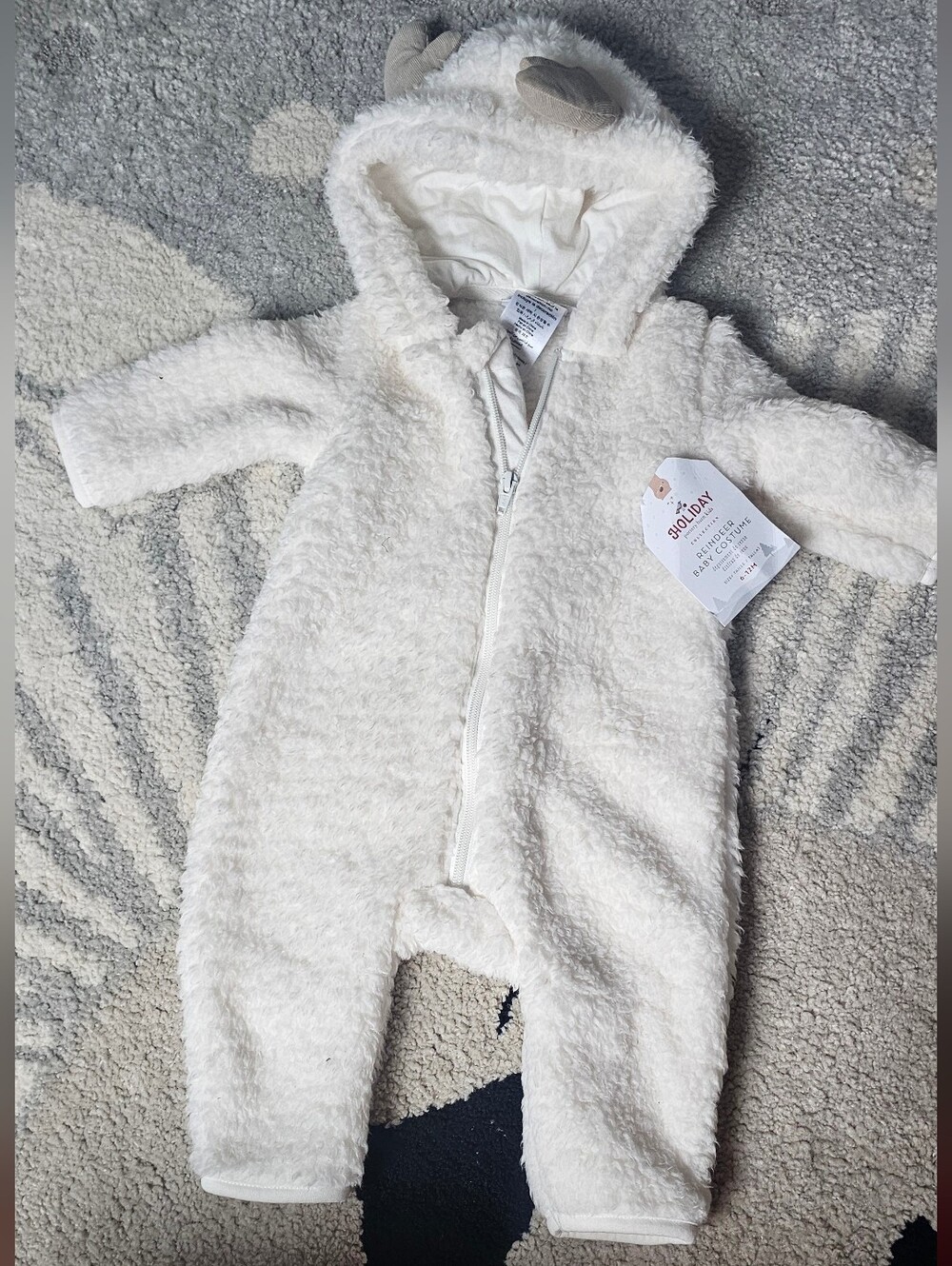 Pottery Barn Kids Cream Sherpa Hooded One-Piece Footie